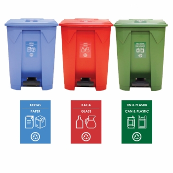 68L | CM3A | Recycle TT Step On / Pedal Bin (3-in-1)