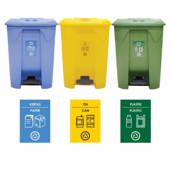 68L | CM3B | Recycle TT Step On / Pedal Bin (3-in-1)