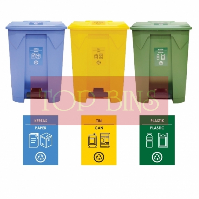 68L | CM3B | Recycle TT Step On / Pedal Bin (3-in-1)