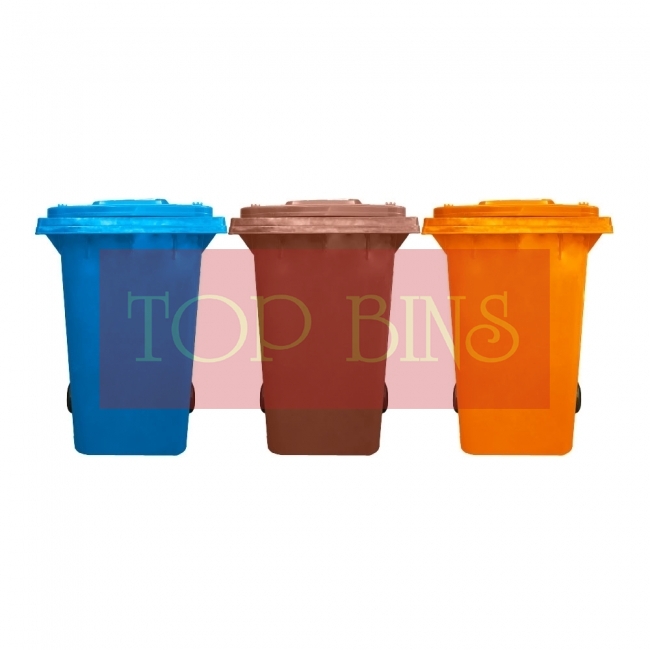 360L Mobile Garbage Bin 2-Wheel - Blue/Brown/Orange