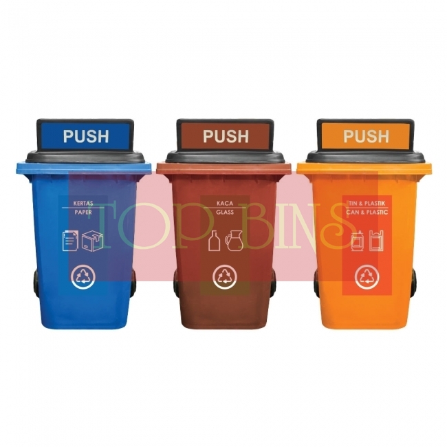 360L|CM3| Recycle Mobile Garbage Bin 3-in-1 c/w Turbo Lid