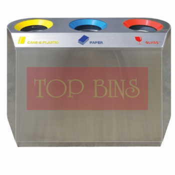 Stainless Steel Recycle Bin Flat 3-In-1